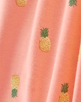 Baby Pineapple Print 2-Way Zip PurelySoft Convertible Foot Sleeper Pyjamas - Coral