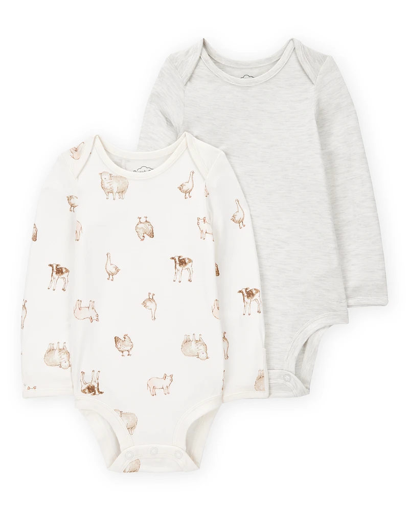 Baby 2-Pack Animal Print Long-Sleeve Bodysuits