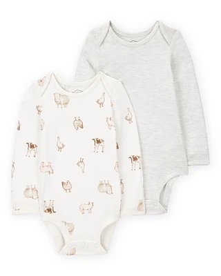 Baby 2-Pack Animal Print Long-Sleeve Bodysuits