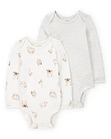 Baby 2-Pack Animal Print Long-Sleeve Bodysuits