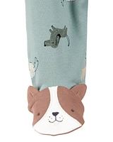 Baby Dog Print 2-Way Zip Cotton Sleeper