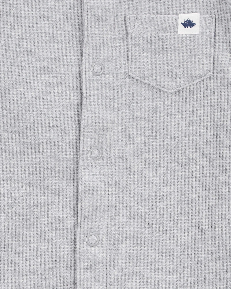 Baby Waffle Knit Short-Sleeve Romper - Grey