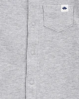 Baby Waffle Knit Short-Sleeve Romper - Grey
