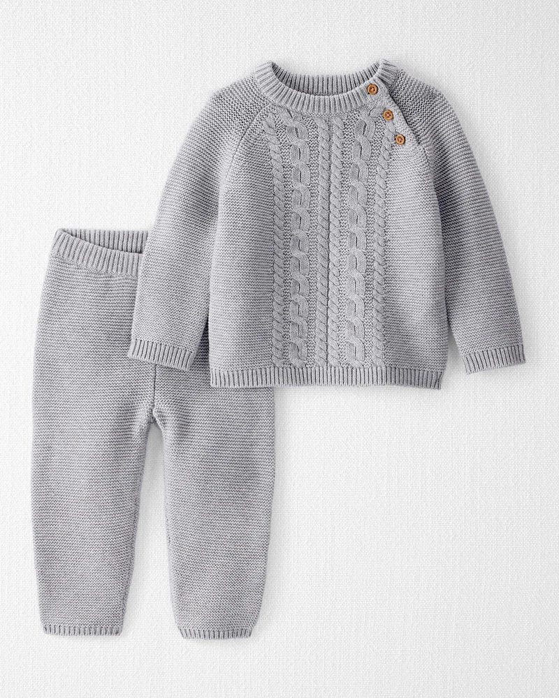 Baby Organic Cotton Cable Knit Sweater Set