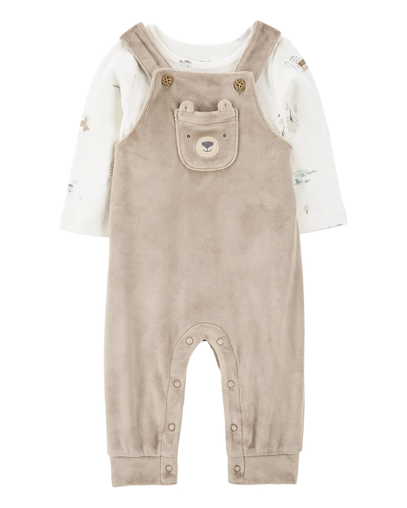 Baby 2-Piece Bear Long-Sleeve Tee & Coverall Set