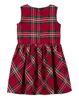 Toddler Plaid Sateen Holiday Dress