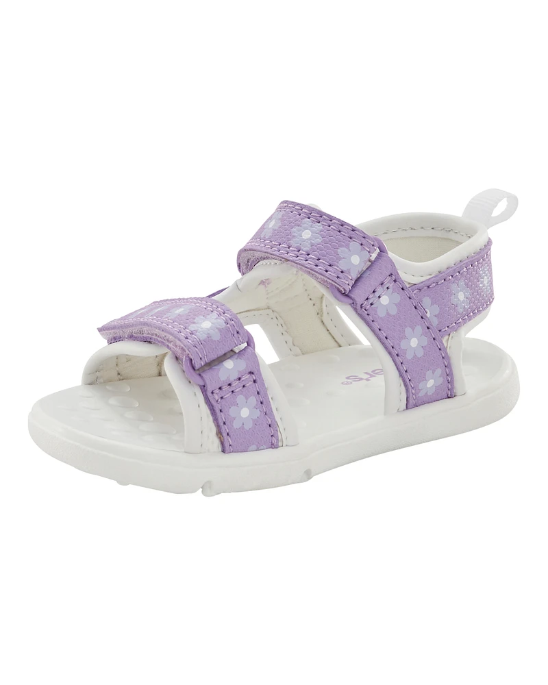 Every Step® First Walker Floral Sandals - Purple/White