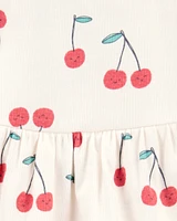 Baby 2-Piece Cherry Peplum Bodysuit Pant Set - Ivory/Red