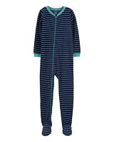 Kid 1-Piece Striped Fleece Footie Pyjamas