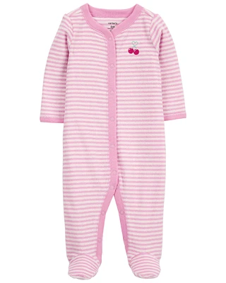 Cherry Snap-Up Terry Sleeper Pyjamas