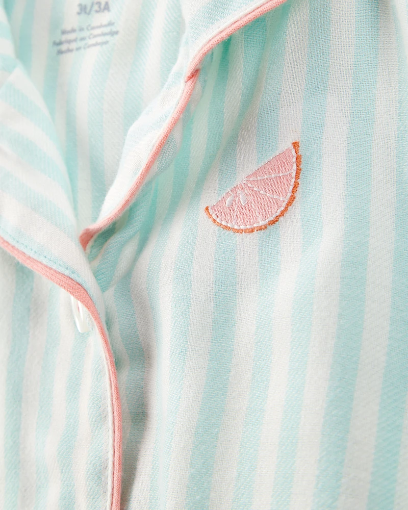 Toddler Girl Striped Loose Fit 2-Piece Pyjamas - Mint