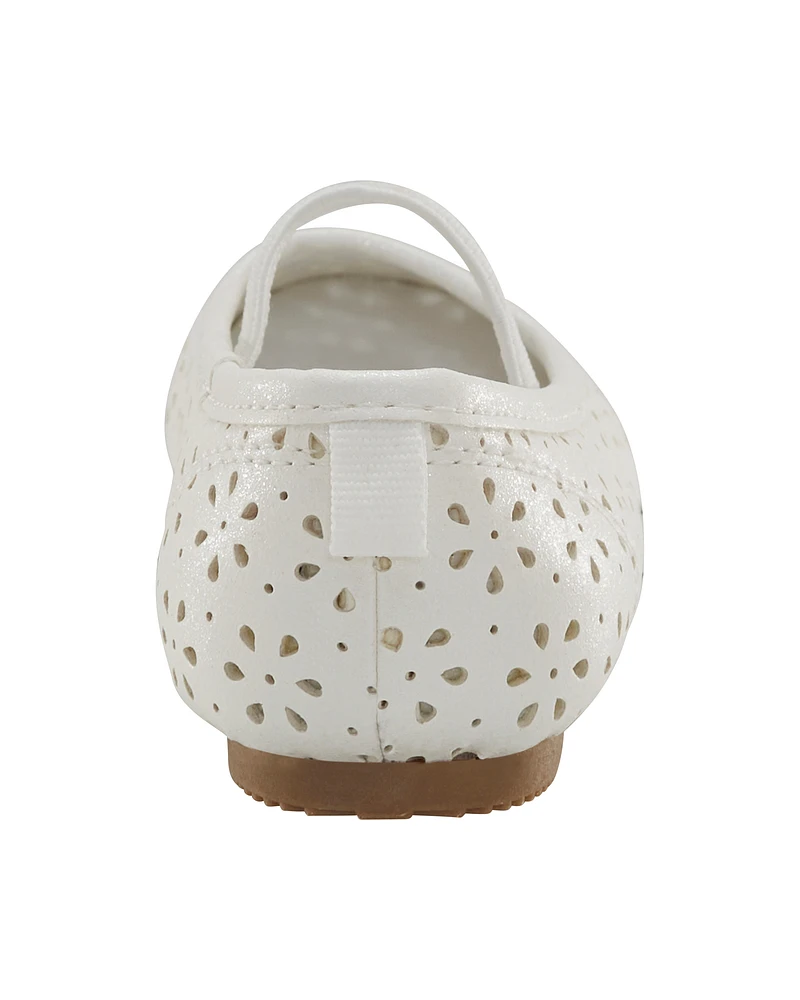 Toddler Floral Ballet Flats - White