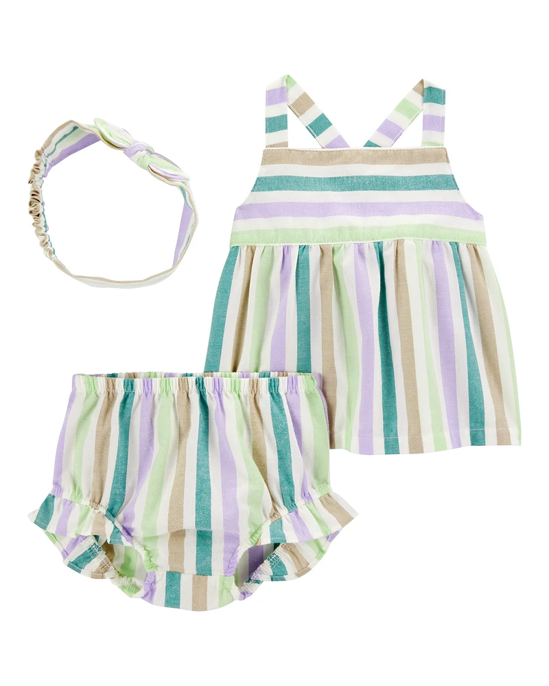 Baby 3-Piece Striped Little Short Set