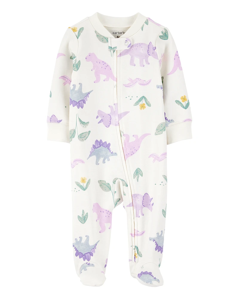 Baby Floral 2-Way Zipper Cotton Sleeper