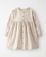 Toddler Organic Cotton Corduroy Button-Front Dress Toasted Wheat