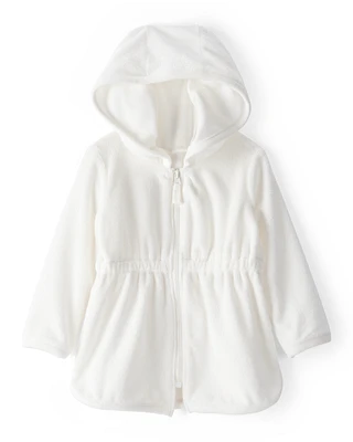 Baby Hooded Terry Cloth Swim Cover-Up Dress - White