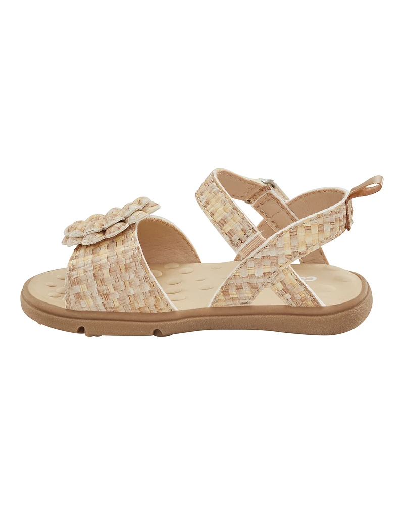 Every Step® First Walker Woven Flower Accent Sandals - Beige