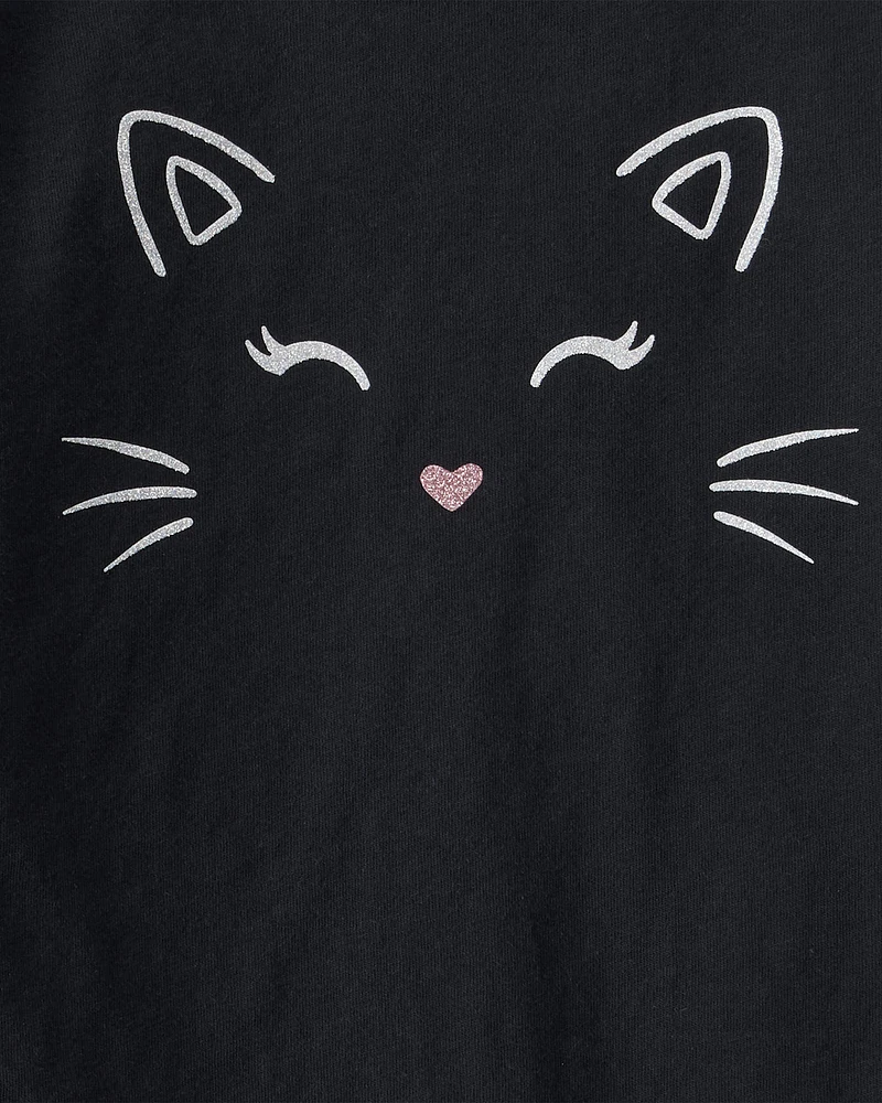 Toddler 2-Piece Halloween Cat Tee & Tulle Skort Set