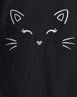 Toddler 2-Piece Halloween Cat Tee & Tulle Skort Set