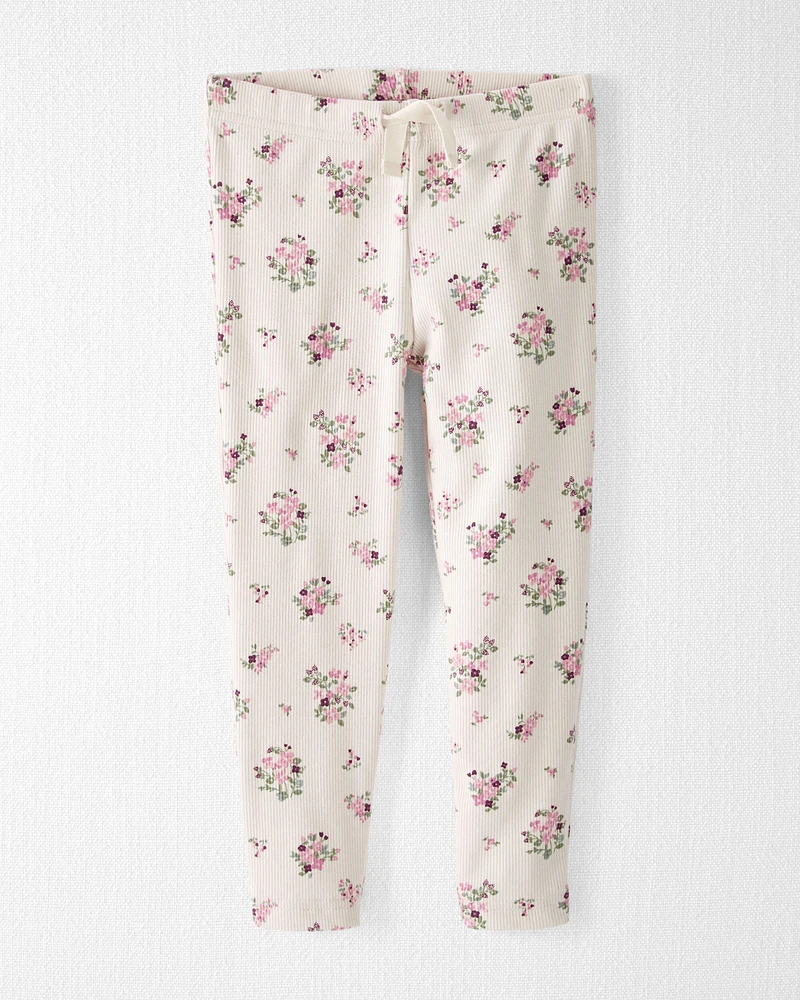 Toddler Organic Cotton Rib Drawstring Leggings Wildberry Bouquet