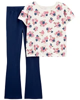 Kid 2-Piece Floral Jersey Tee & Flare Legging Set