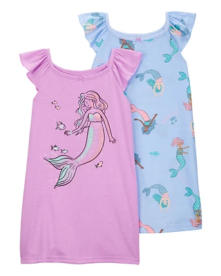 Kid 2-Pack Mermaid Nightgowns