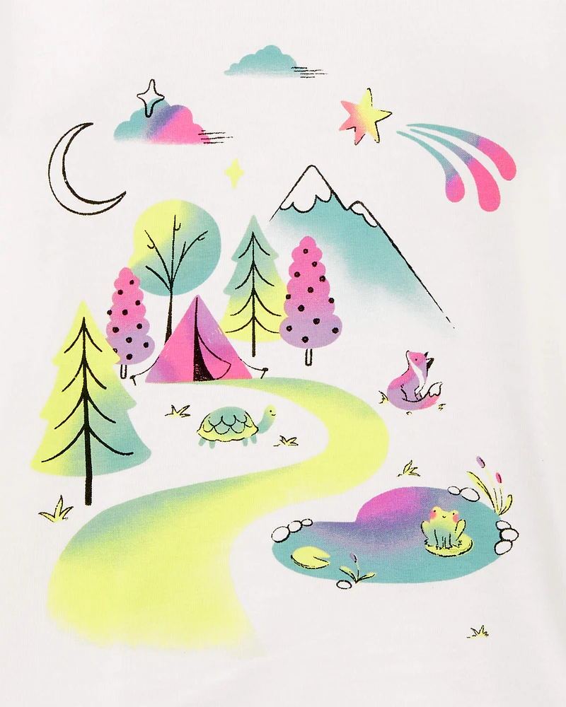 Kid Mountain Scene Cotton Blend Graphic Tee