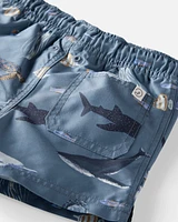 Toddler Recycled Ocean-Print Swim Trunks