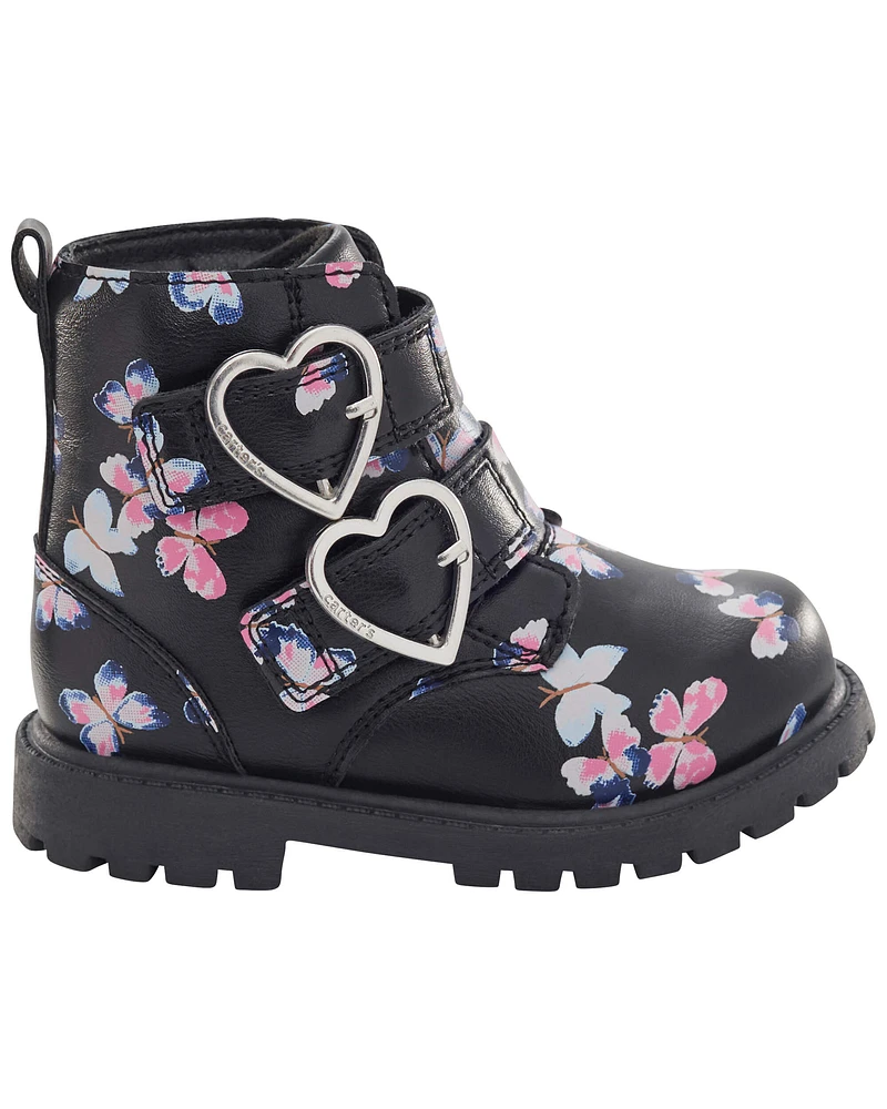 Toddler Butterfly Heart Buckle Boots