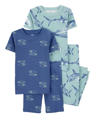 Kid 4-Piece Shark Surfboard 100% Snug Fit Cotton Pyjamas