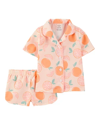 Toddler Orange Print 2-Piece Pyjamas - Pink