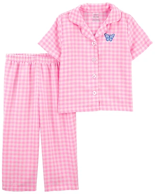 Toddler 2-Piece Plaid Coat Style Pyjamas