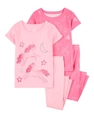 Toddler 4-Piece Unicorn Cotton Pyjamas