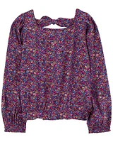 Kid Floral Twill Long-Sleeve Top