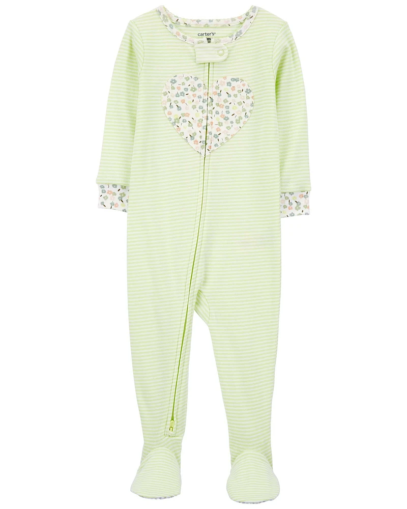 1-Piece Heart 100% Snug Fit Cotton Footie Pyjamas