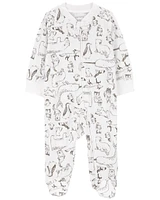 Animal Print 2-Way Zip Thermal Sleep & Play Pajamas