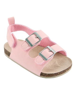 Baby Buckle Faux Cork Sandals - Pink
