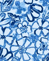 Kid 1- Piece Floral Long-Sleeve Rashguard Swimsuit - Blue
