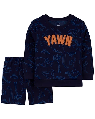 2-Piece Dinosaur Fleece Pajama Set