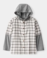 Kid 2-Piece Layered-Look Button-Down Hooded Tee