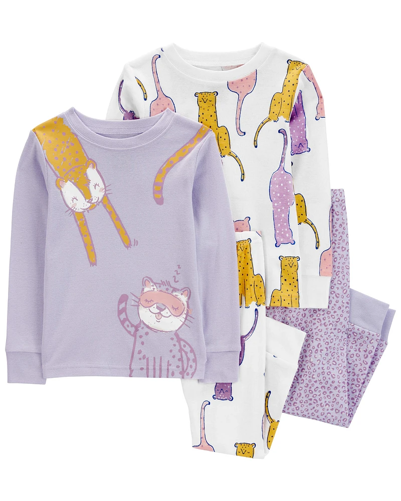 4-Piece Cat 100% Snug Fit Cotton Pyjamas