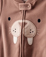 Baby Boy Walrus Loose Fit 2-Way Zip 1-Piece pyjamas - Brown