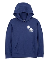 Kid Palm Tree Knit Hoodie - Navy