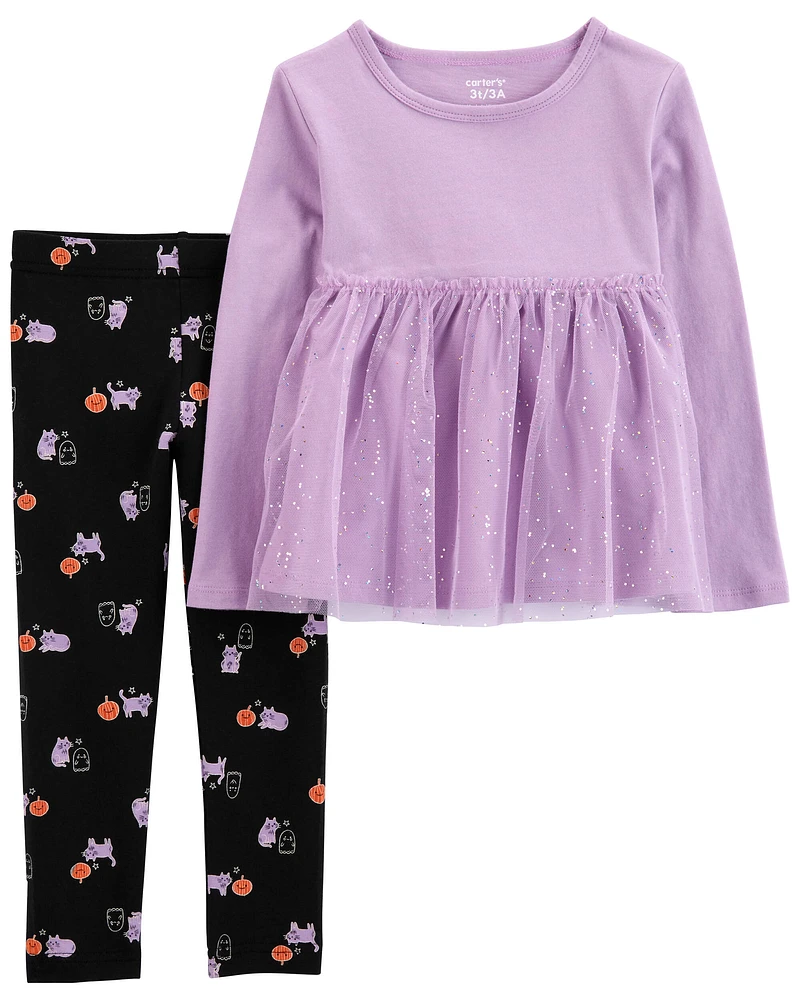 Baby 2-Piece Halloween Tulle Top & Legging Set