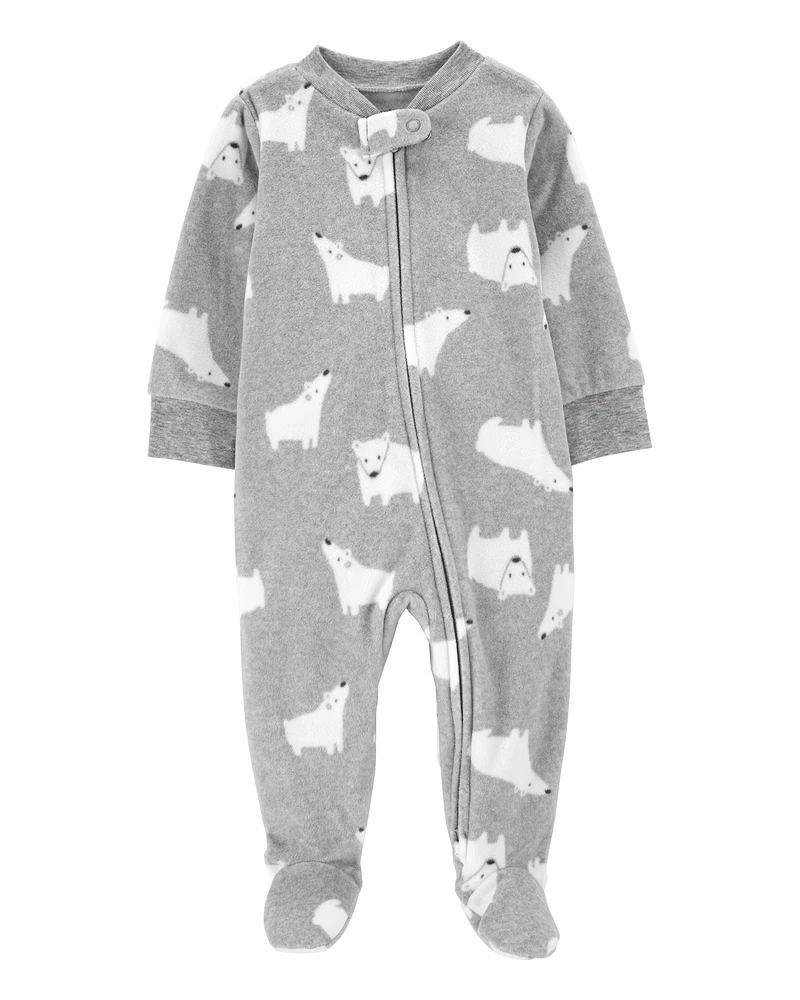 Baby Grey Polar Bear Fleece Sleeper