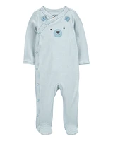 Baby Bear Snap-Up Cotton Sleeper Pyjamas