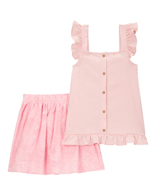 Kid 2-Piece Print Skort Set - Pink