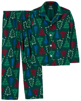 Kid 2-Piece Christmas Tree Fleece Coat Style Pyjamas