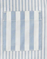 Toddler 2-Piece Striped Button-Front Shirt & Short Set - Blue/Green