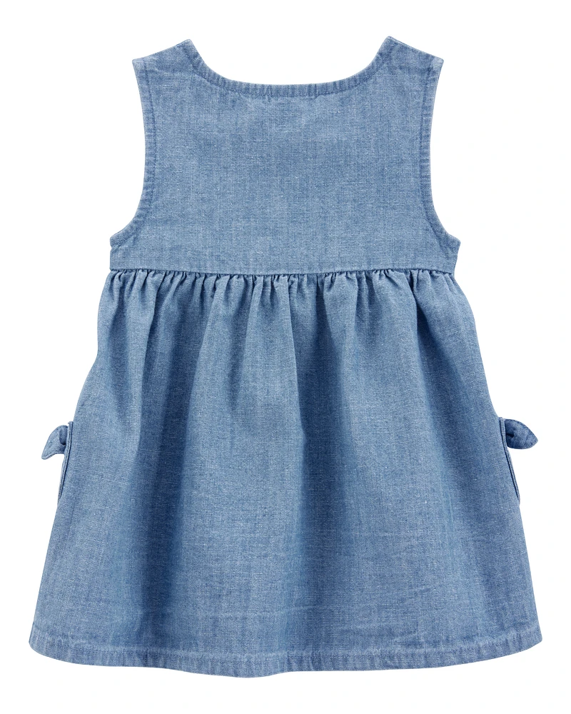 Baby Solid Cotton Dress - Blue
